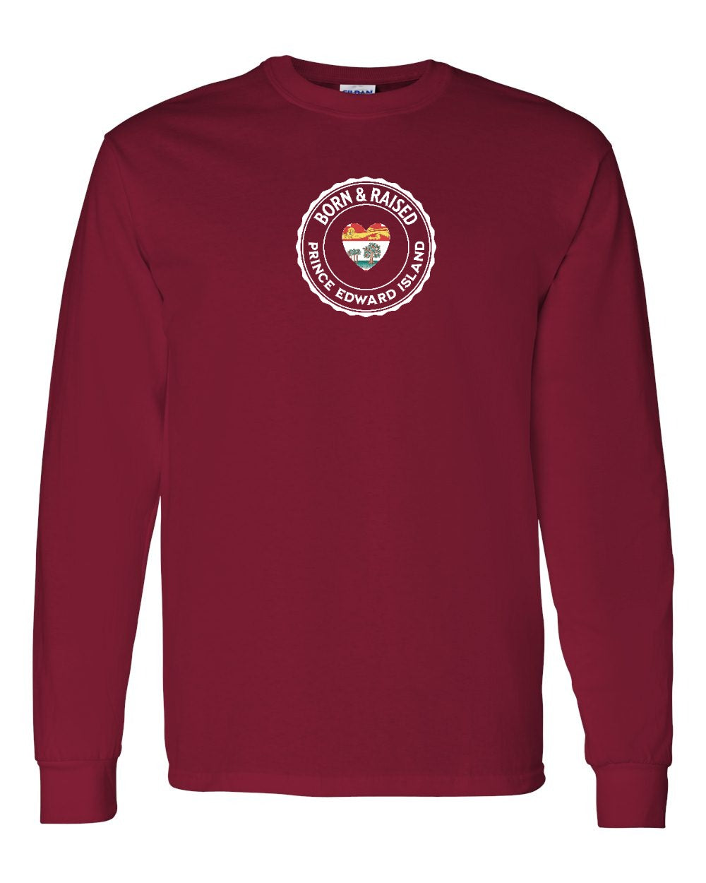 Born and Raised PEI Heart Flag Long Sleeve Tee - Unisex