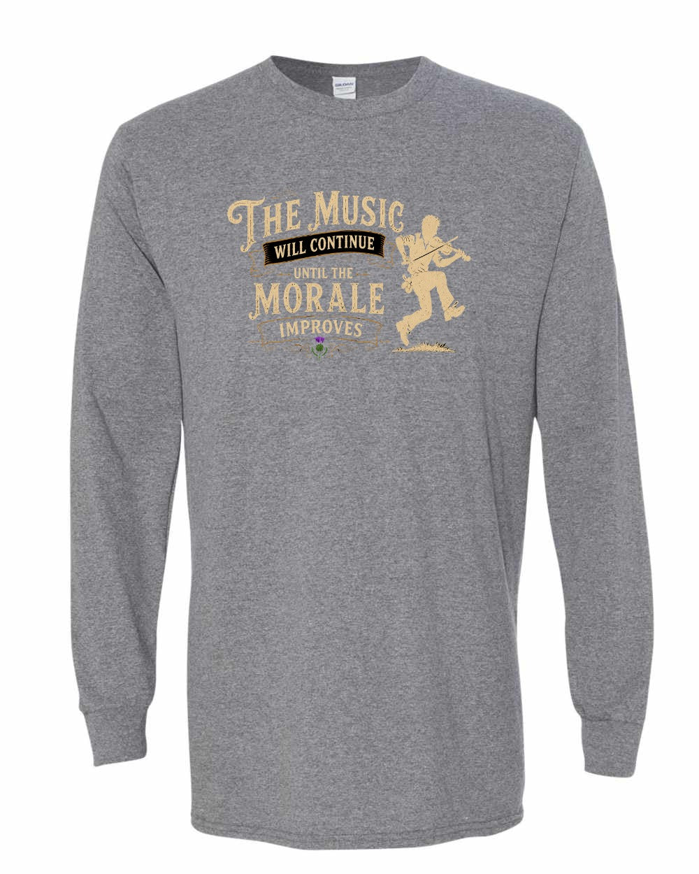 Muisic Will Continue Fiddle Long Sleeve in Graphite Heather