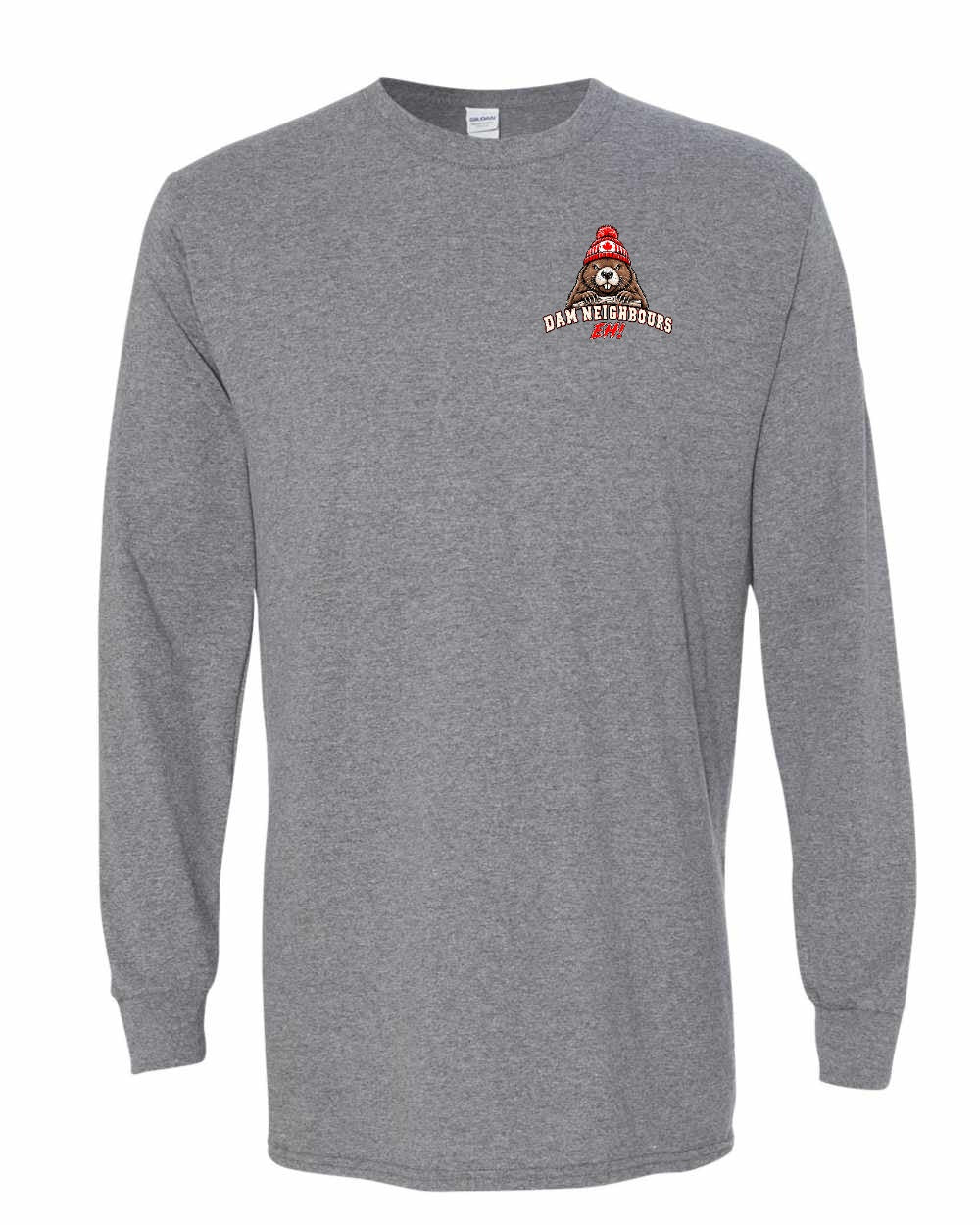 Dam Neighbours Left Chest and Back Long Sleeve in Graphite Heather