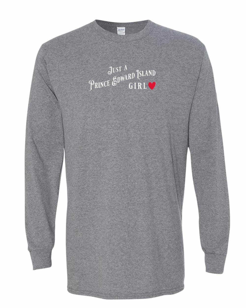 Just a PEI Girl red heart Long Sleeve - Unisex