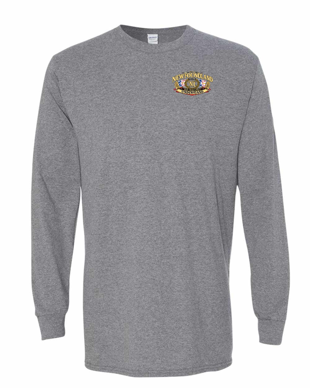 Newfoundland Thing Badge Left Chest and Back Long Sleeve in Graphite Heather