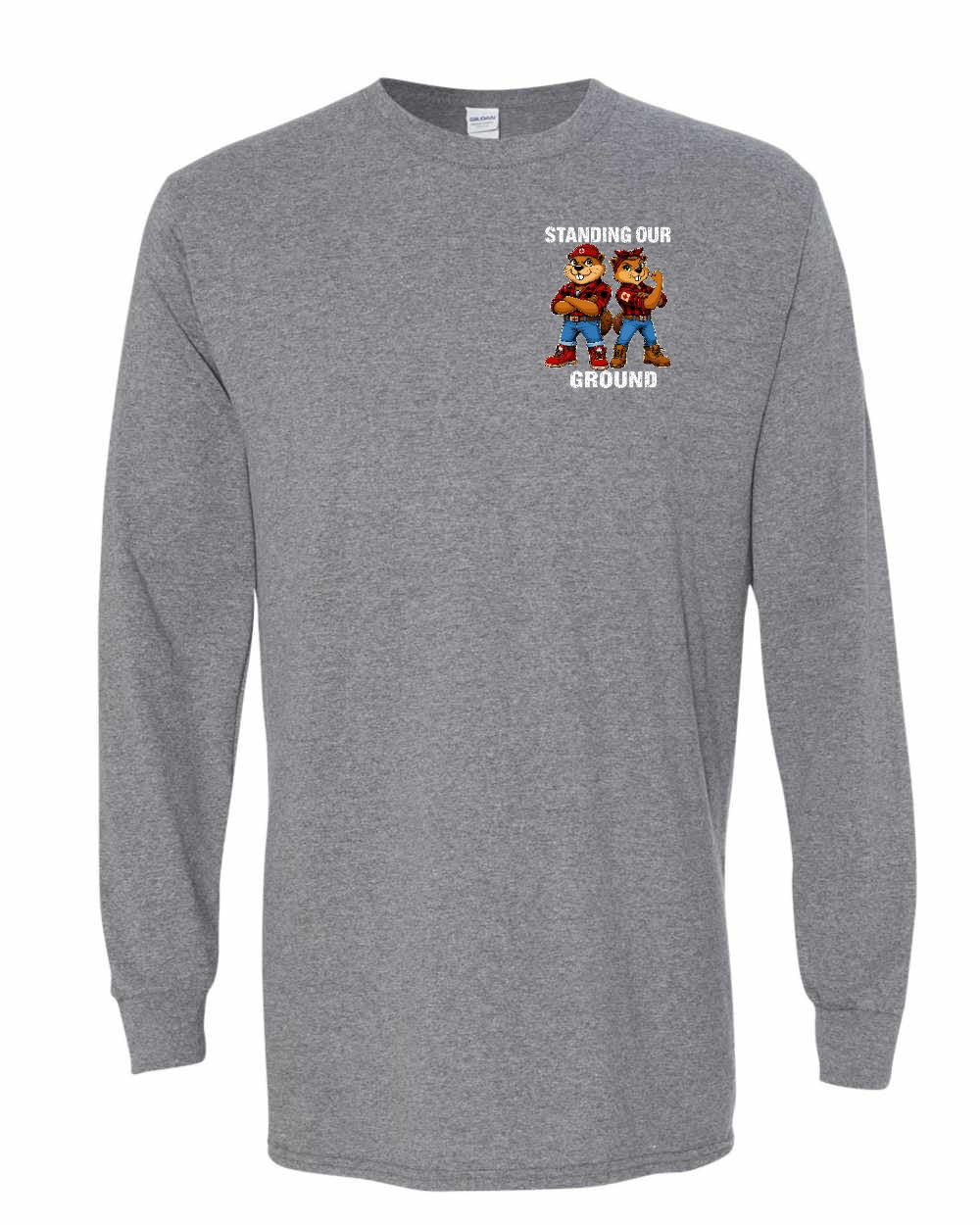 Standing Our Ground Left Chest and Back Long Sleeve in Graphite Heather