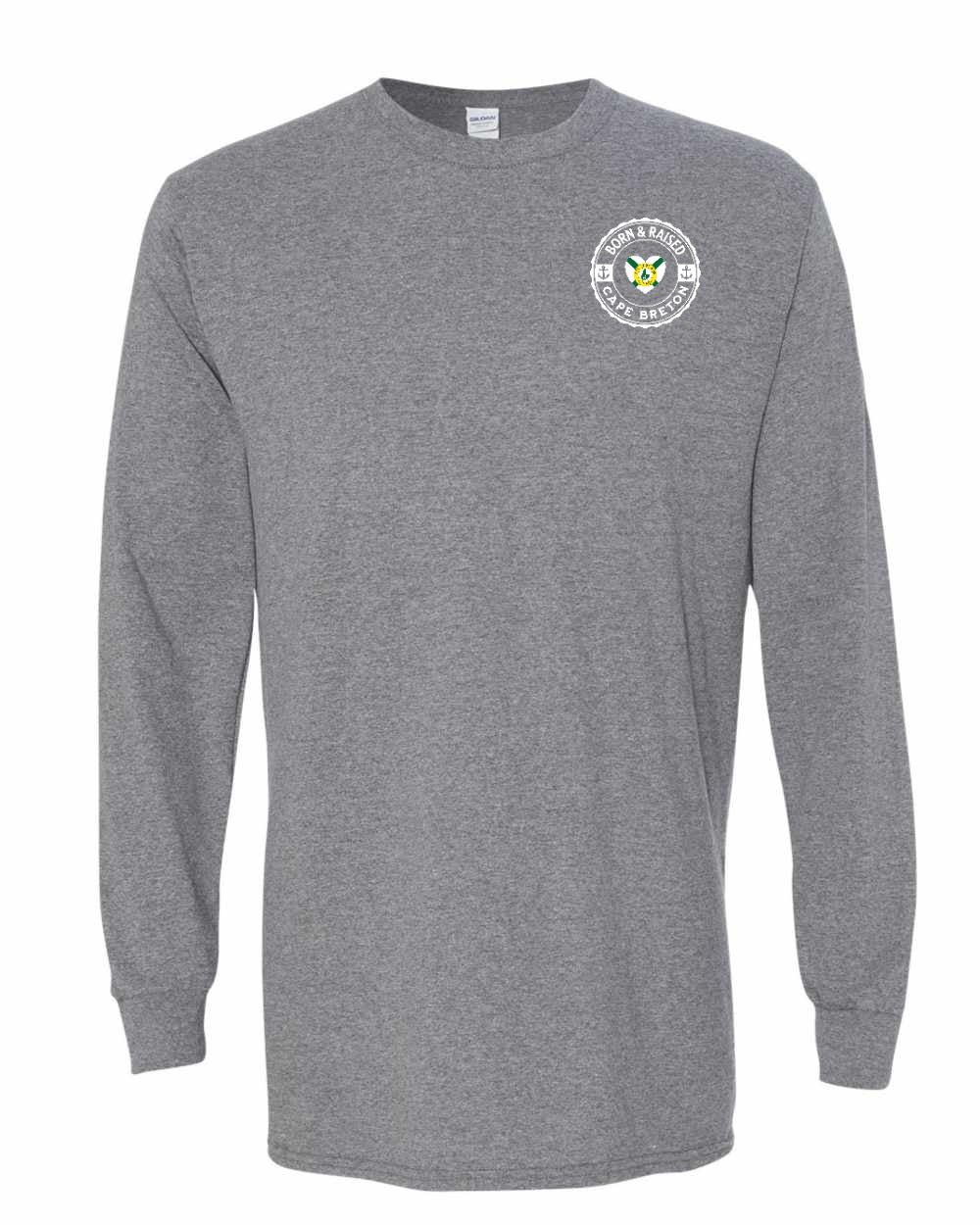 Born and Raised CB Heart Flag Left Chest & Back Long Sleeve Tee - Unisex