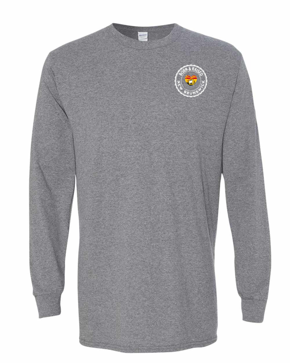 Born and Raised NB Heart Flag Left Chest & Back Long Sleeve Tee - Unisex