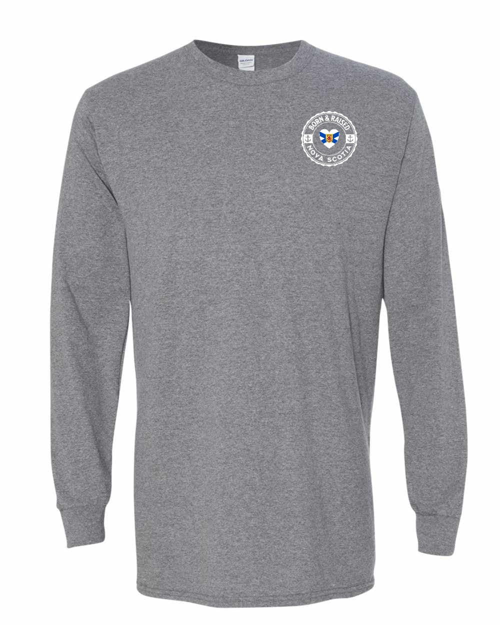 Born and Raised NS Heart Flag Left Chest Long Sleeve Tee - Unisex