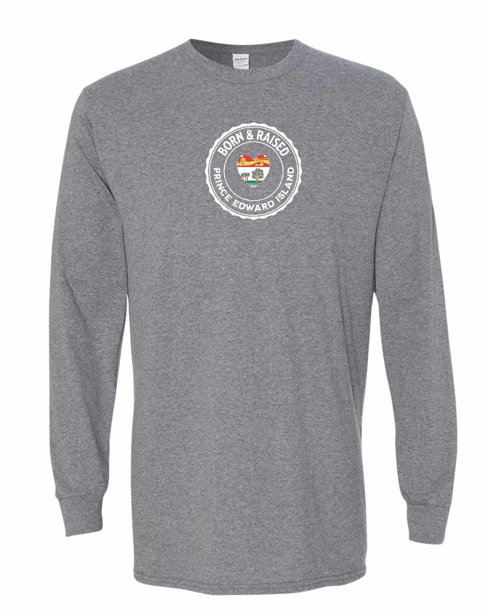 Born and Raised PEI Heart Flag Long Sleeve Tee - Unisex