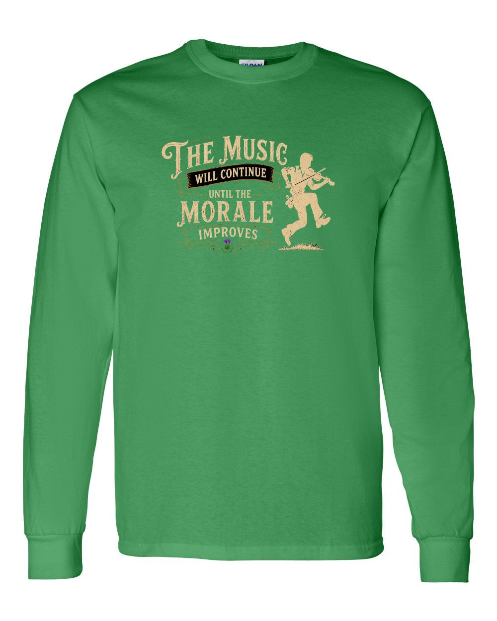 Muisic Will Continue Fiddle Long Sleeve in Irish Green
