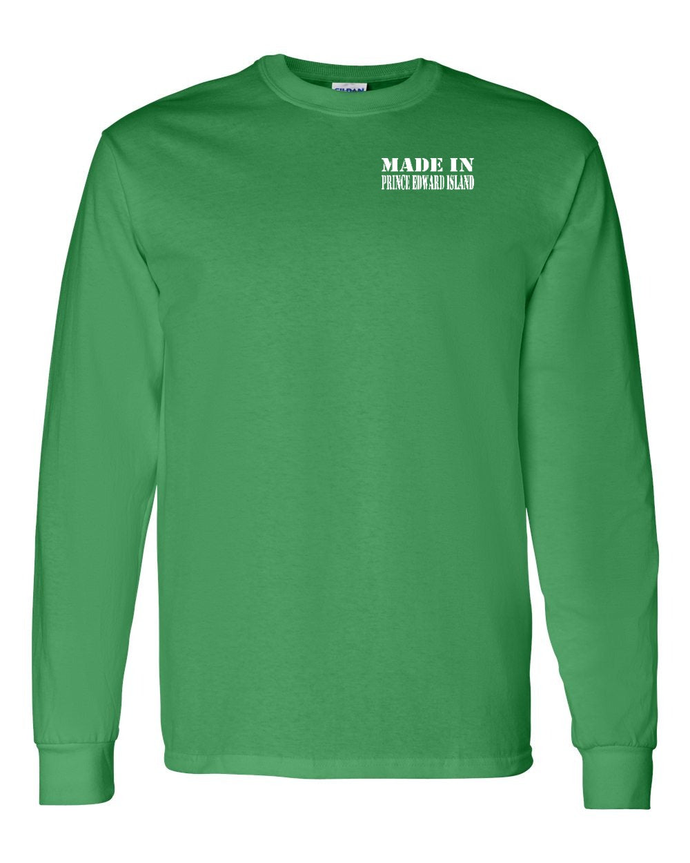 Made in PEI White Lettering Left Chest Long Sleeve Tee - Unisex