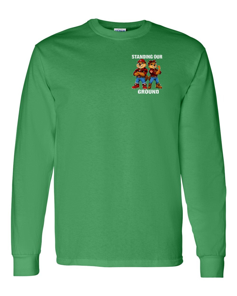 Standing Our Ground Left Chest and Back Long Sleeve in Irish Green
