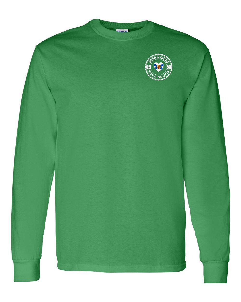 Born and Raised NS Heart Flag Left Chest & Back Long Sleeve Tee - Unisex
