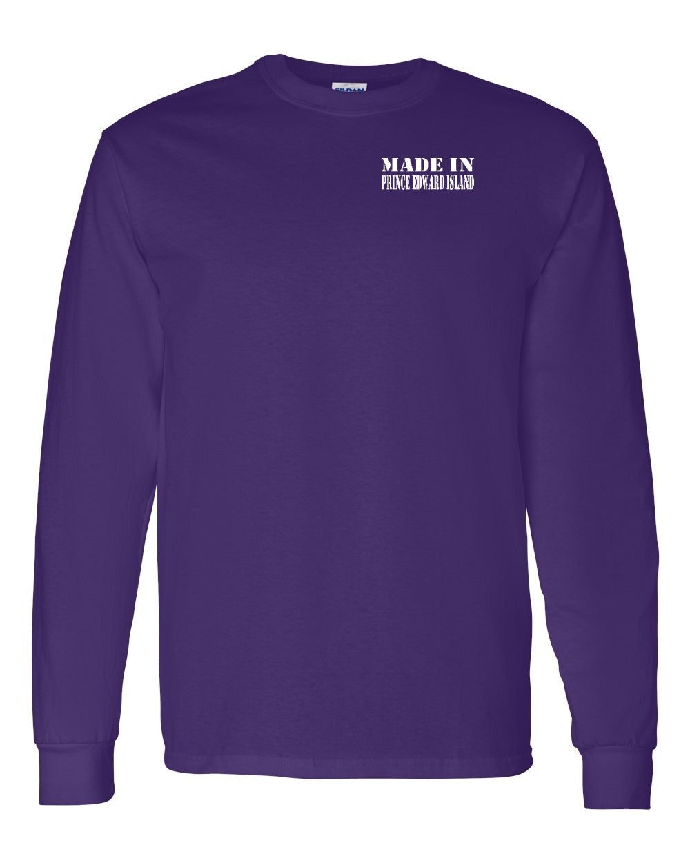 Made in PEI White Lettering Left Chest Long Sleeve Tee - Unisex