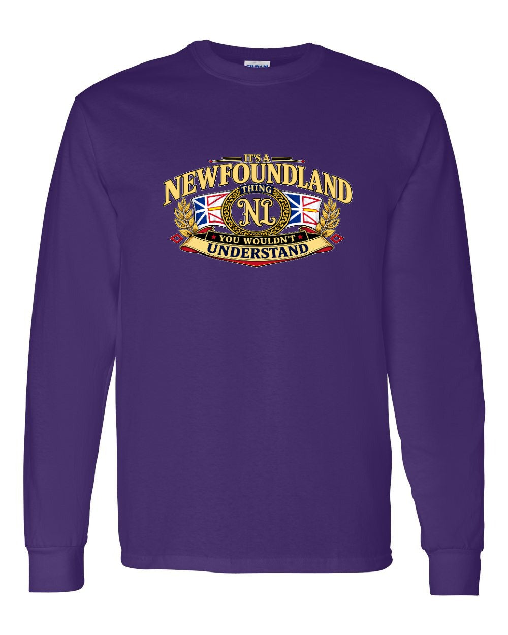 Newfoundland Thing Badge Full Front Long Sleeve in Purple