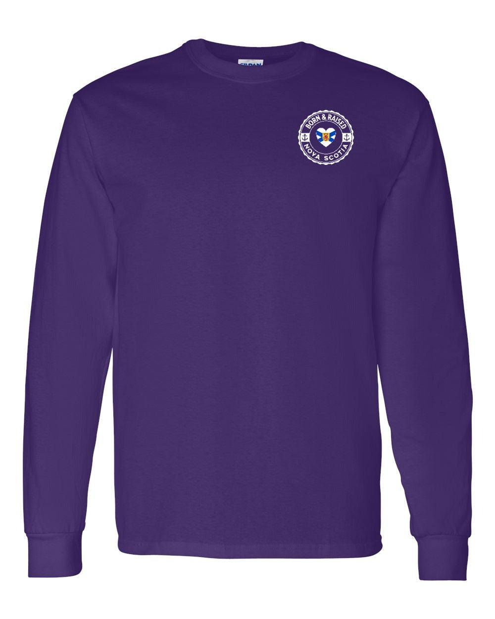 Born and Raised NS Heart Flag Left Chest & Back Long Sleeve Tee - Unisex