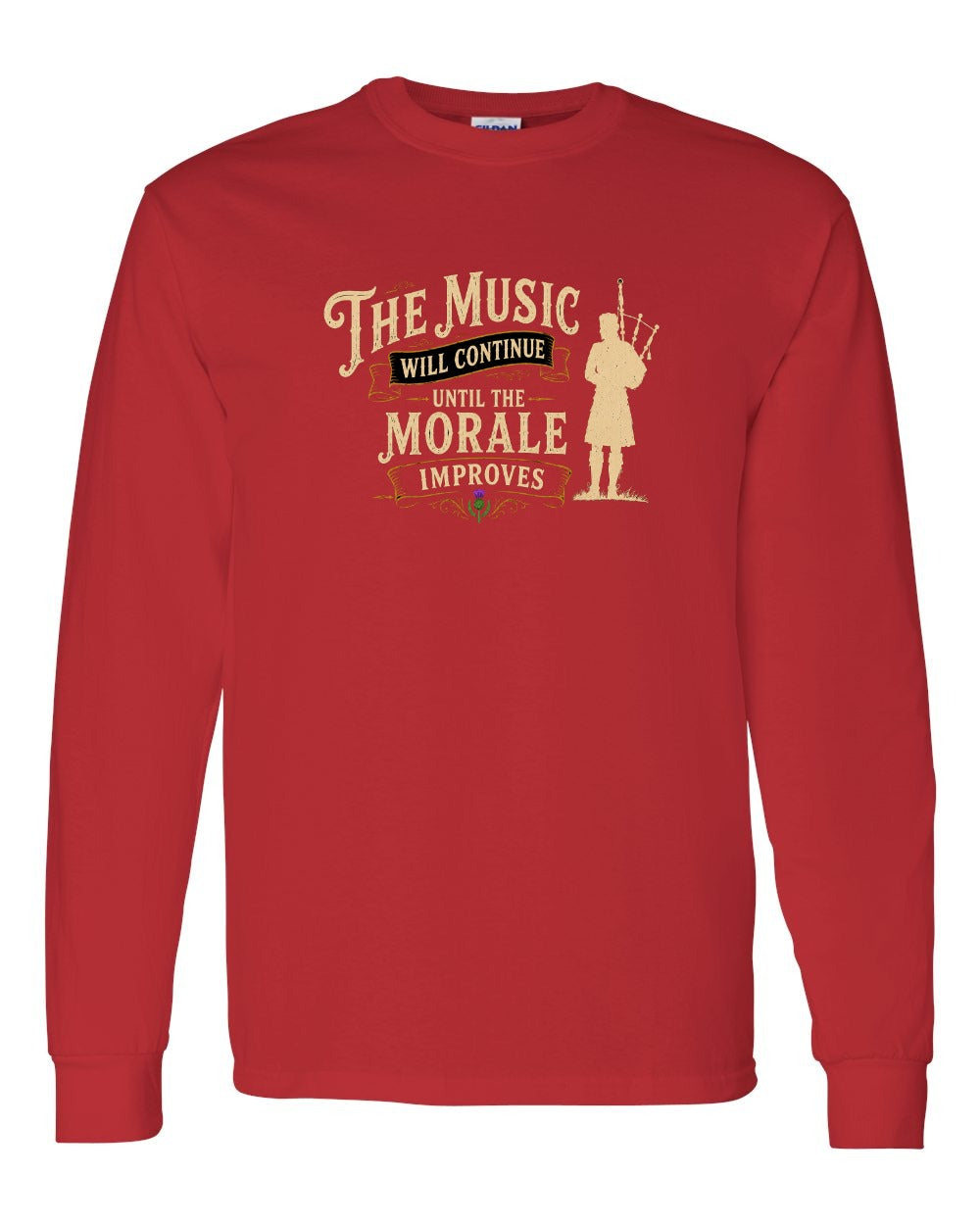 Muisic Will Continue Bagpipes Long Sleeve in Red