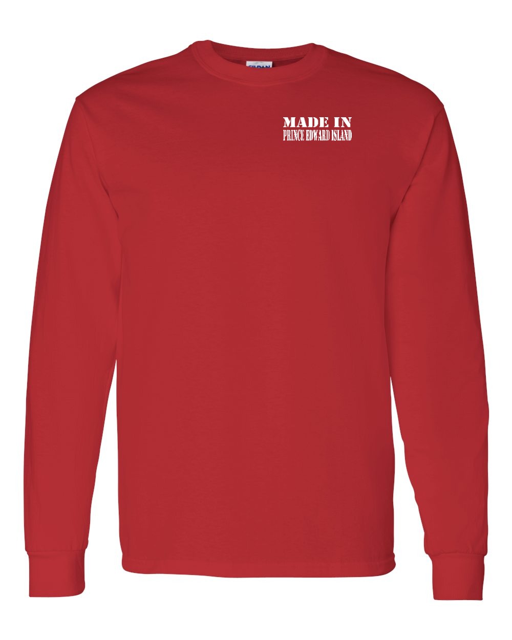 Made in PEI White Lettering Left Chest Long Sleeve Tee - Unisex