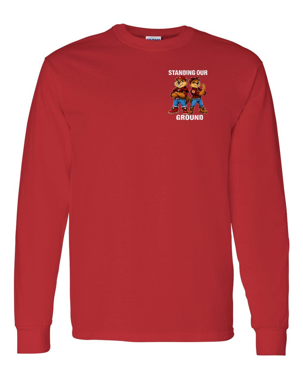 Standing Our Ground Left Chest and Back Long Sleeve in Red
