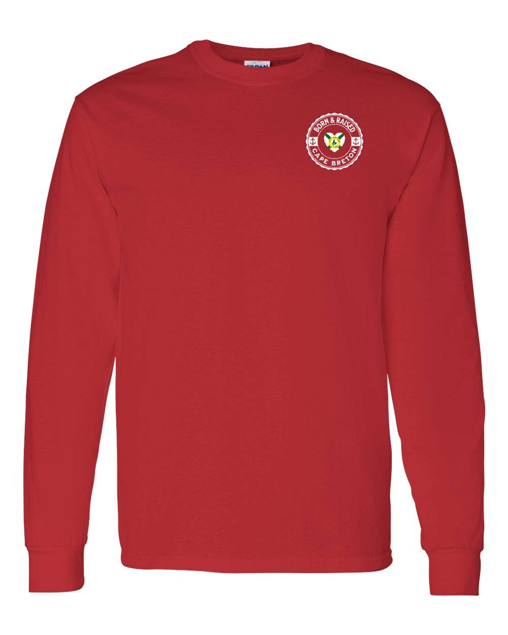 Born and Raised CB Heart Flag Left Chest Long Sleeve Tee