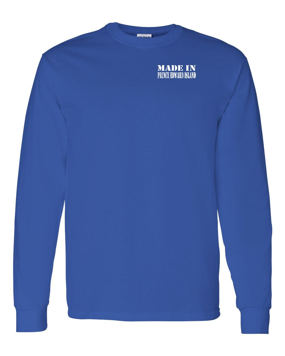 Made in PEI White Lettering Left Chest Long Sleeve Tee - Unisex