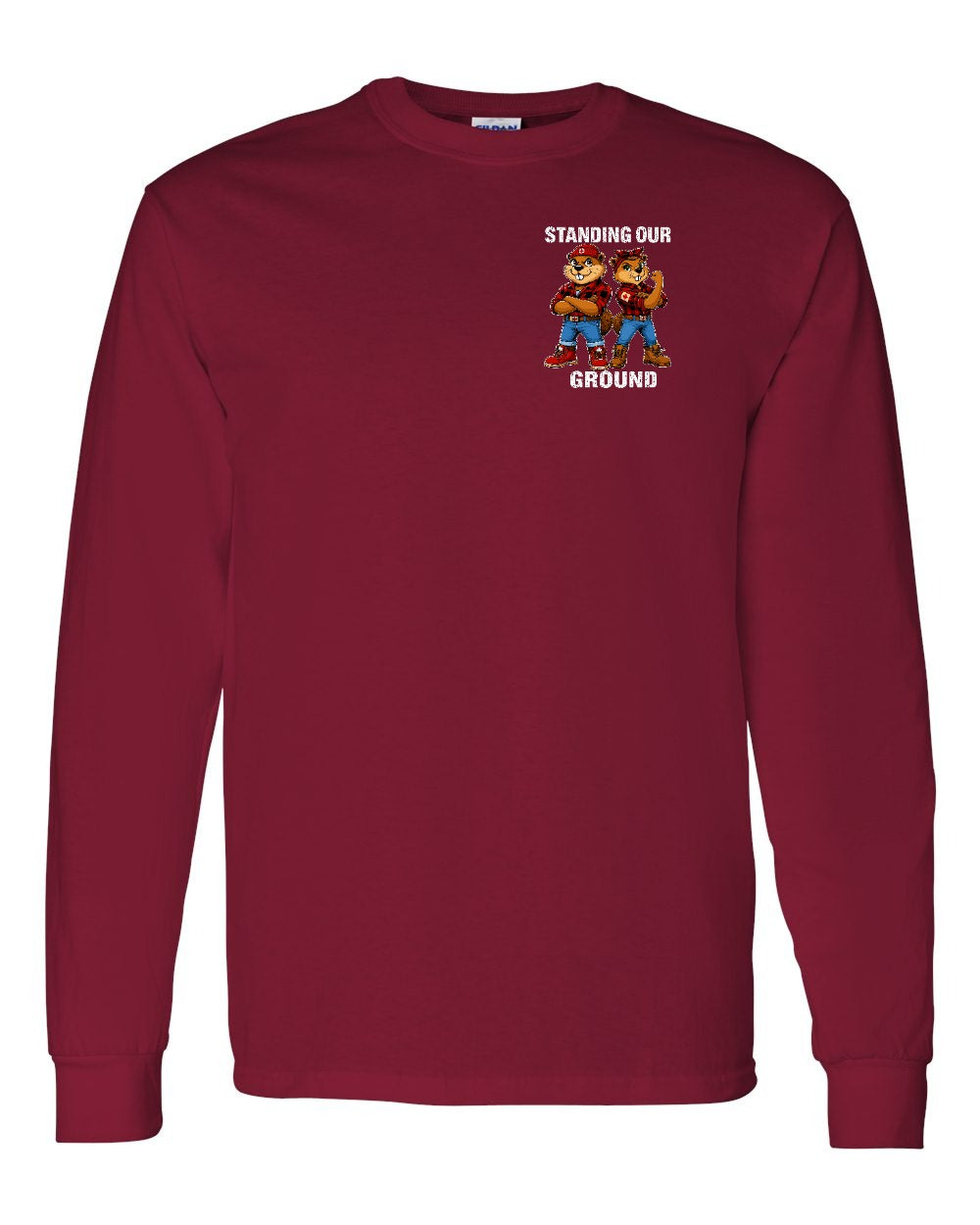Standing Our Ground Left Chest and Back Long Sleeve in Cardinal Red