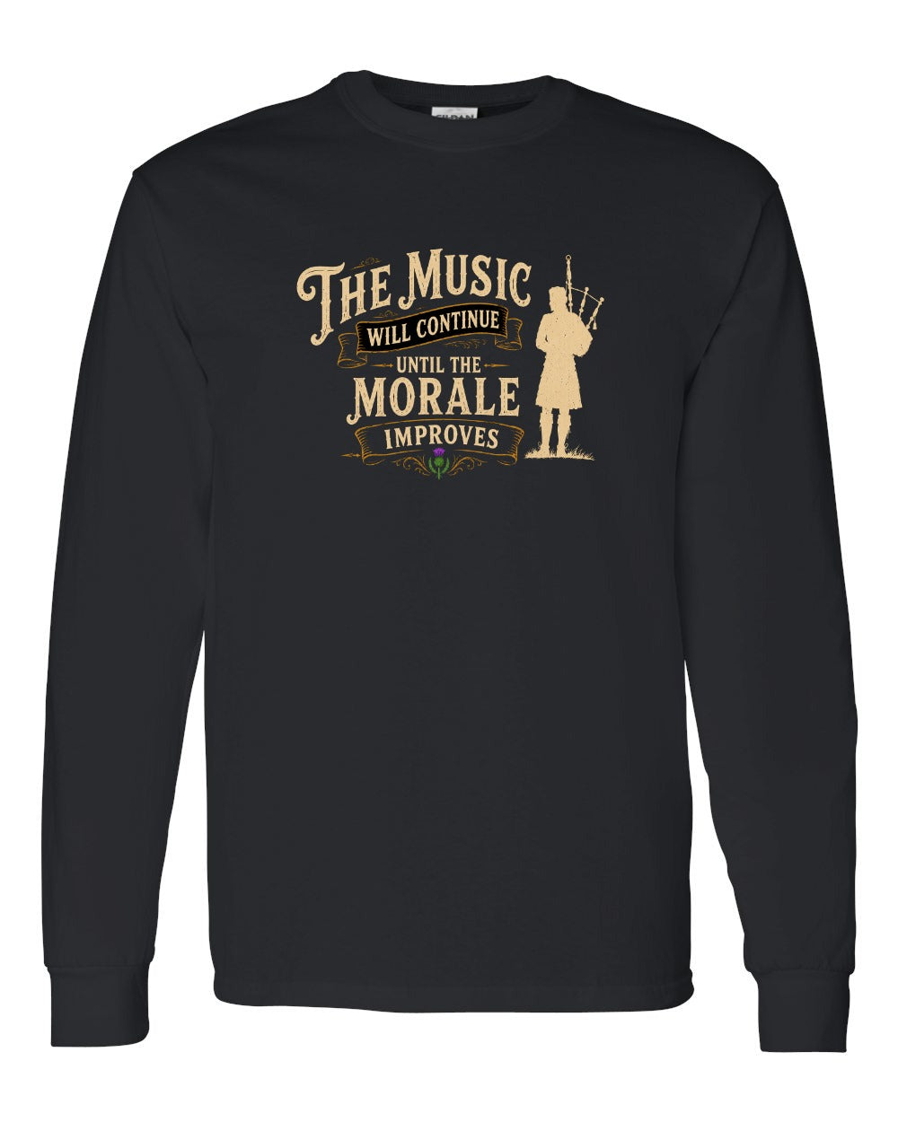 Muisic Will Continue Bagpipes Long Sleeve in Black