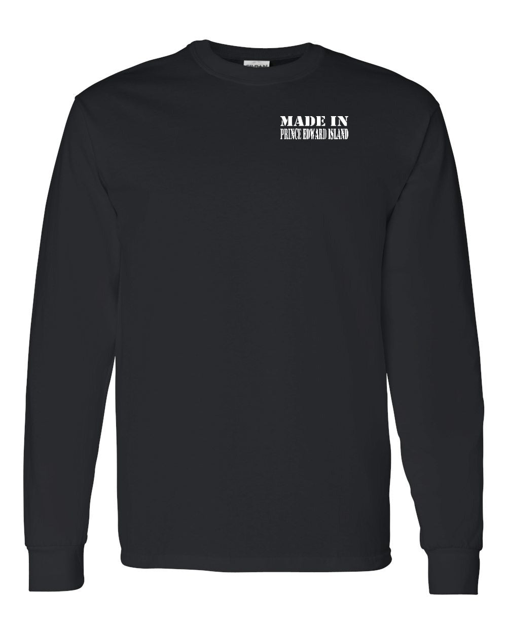 Made in PEI White Lettering Left Chest Long Sleeve Tee - Unisex