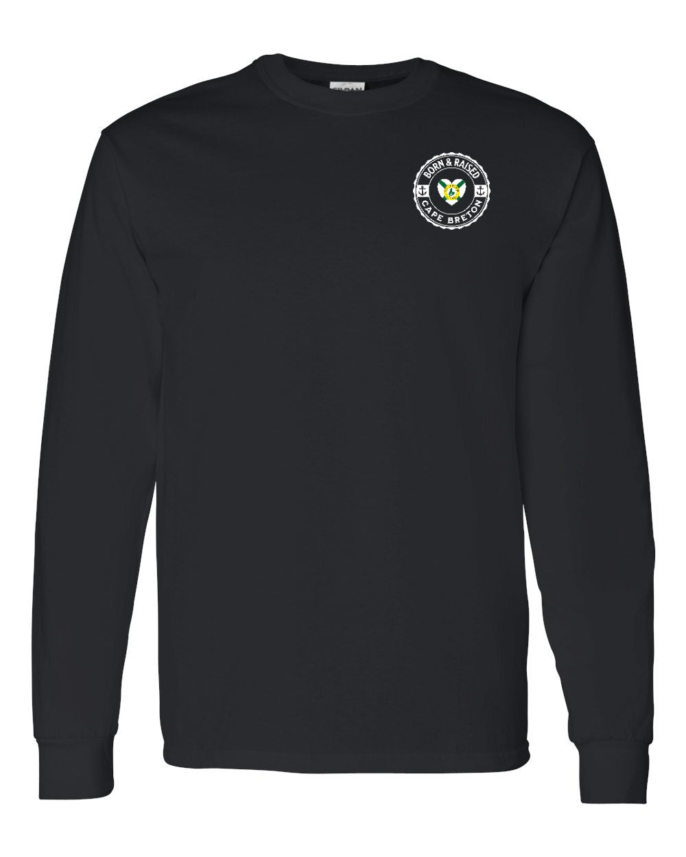 Born and Raised CB Heart Flag Left Chest & Back Long Sleeve Tee - Unisex