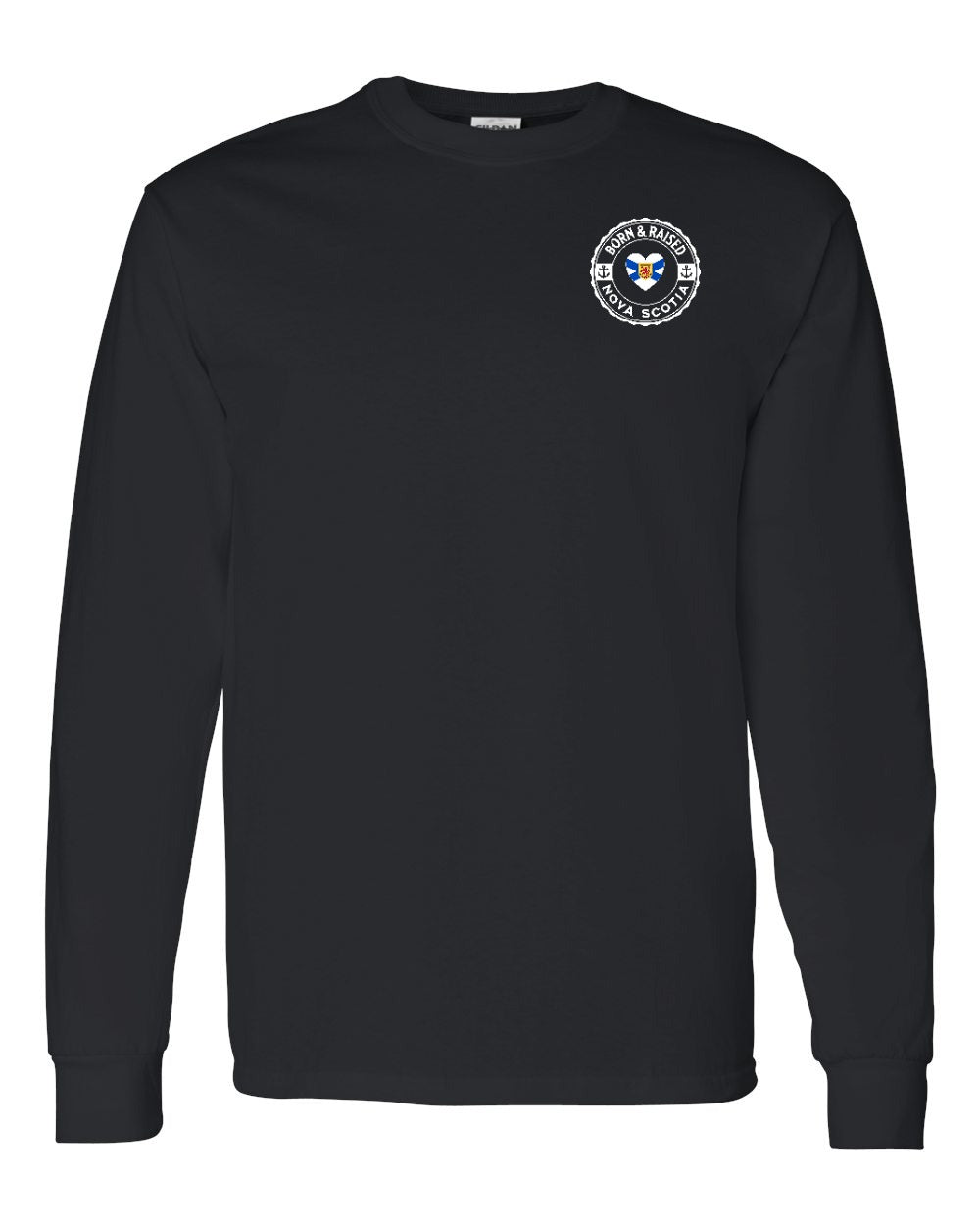 Born and Raised NS Heart Flag Left Chest & Back Long Sleeve Tee - Unisex