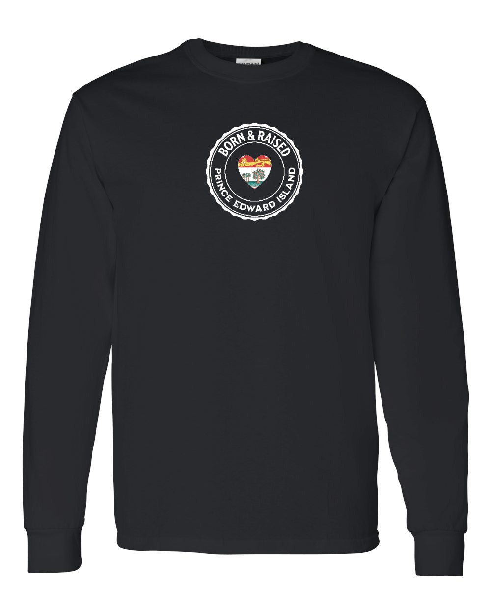 Born and Raised PEI Heart Flag Long Sleeve Tee - Unisex