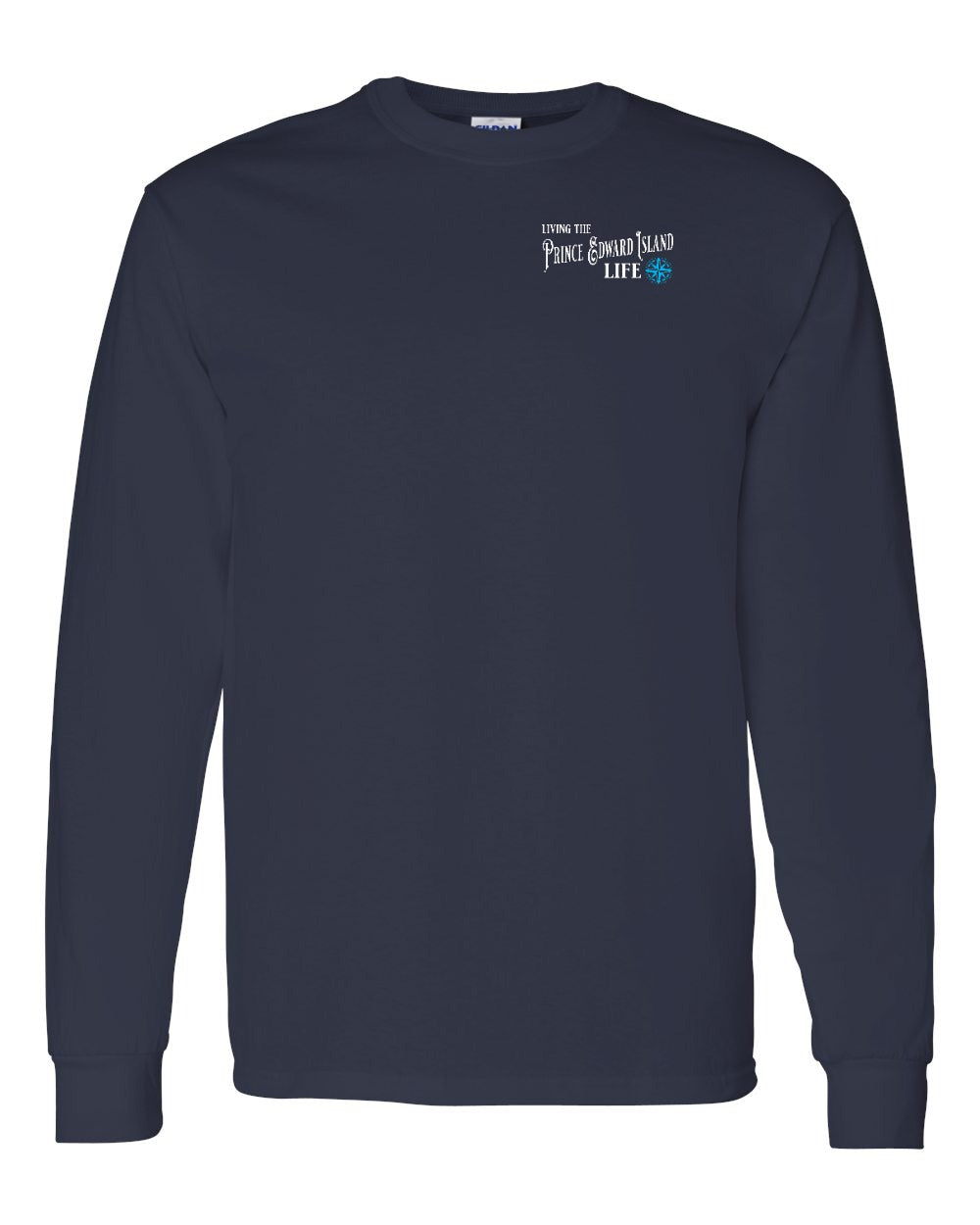 Living the PEI Left Life Blue Compass Left Chest Long Sleeve Tee - Unisex