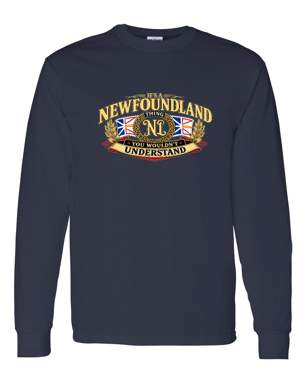Newfoundland Thing Badge Full Front Long Sleeve in Navy