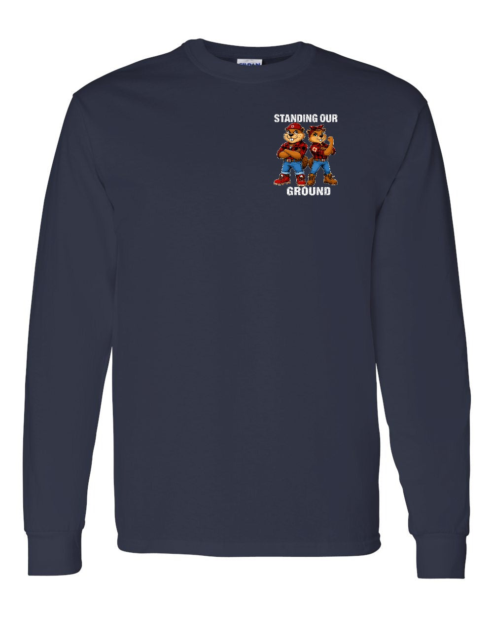 Standing Our Ground Left Chest and Back Long Sleeve in Navy