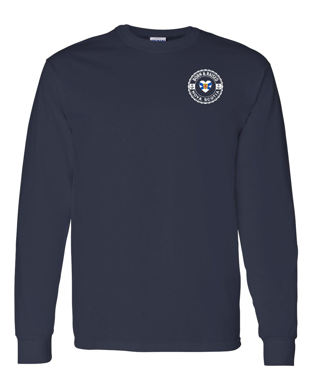 Born and Raised NS Heart Flag Left Chest & Back Long Sleeve Tee - Unisex