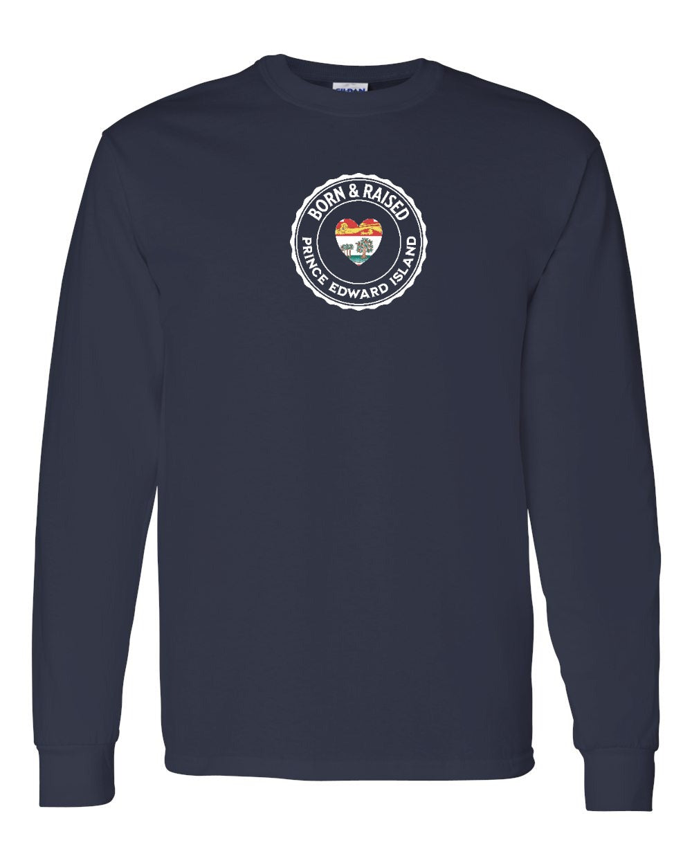 Born and Raised PEI Heart Flag Long Sleeve Tee - Unisex