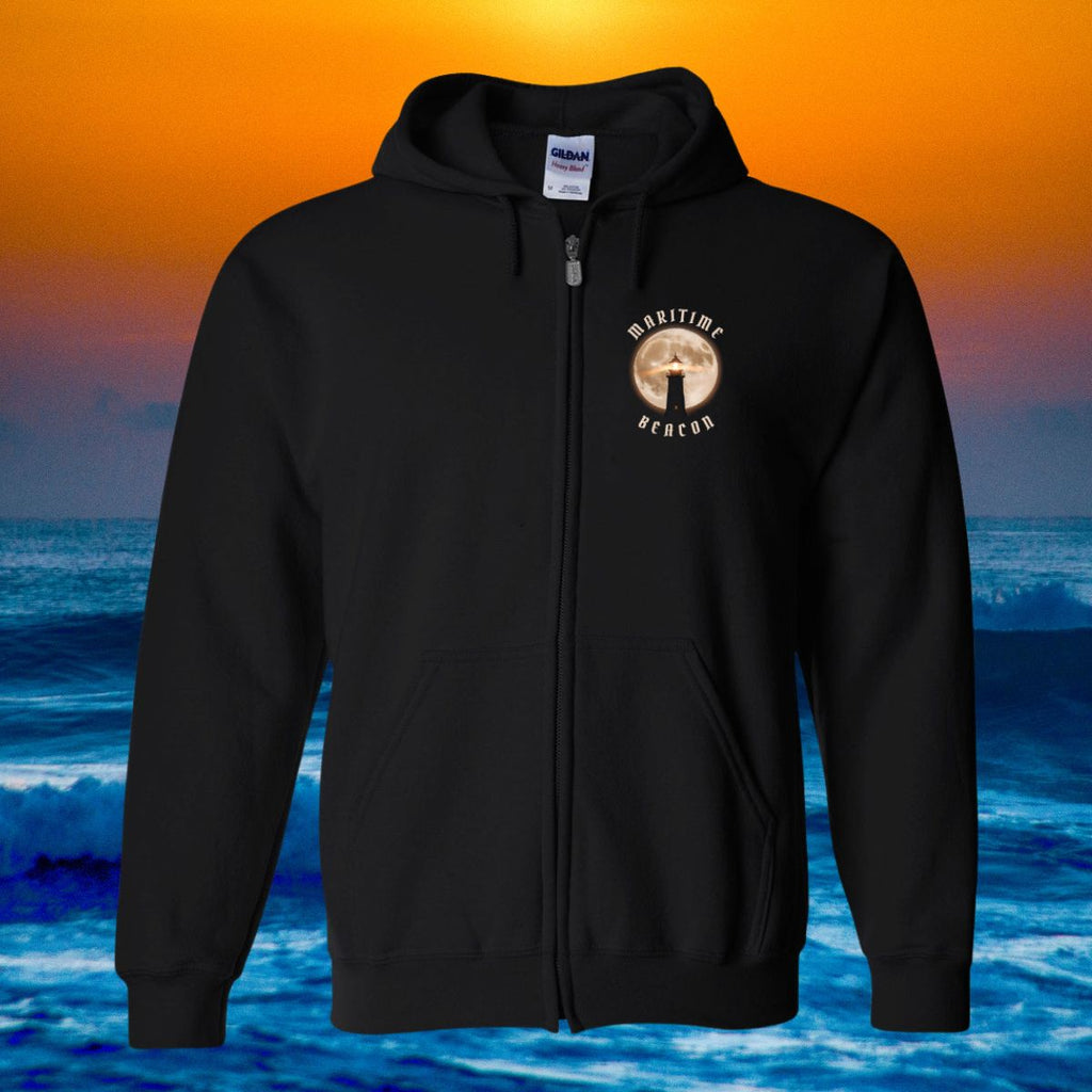 Maritime Beacon Zip Hoodie Front and Back - Unisex