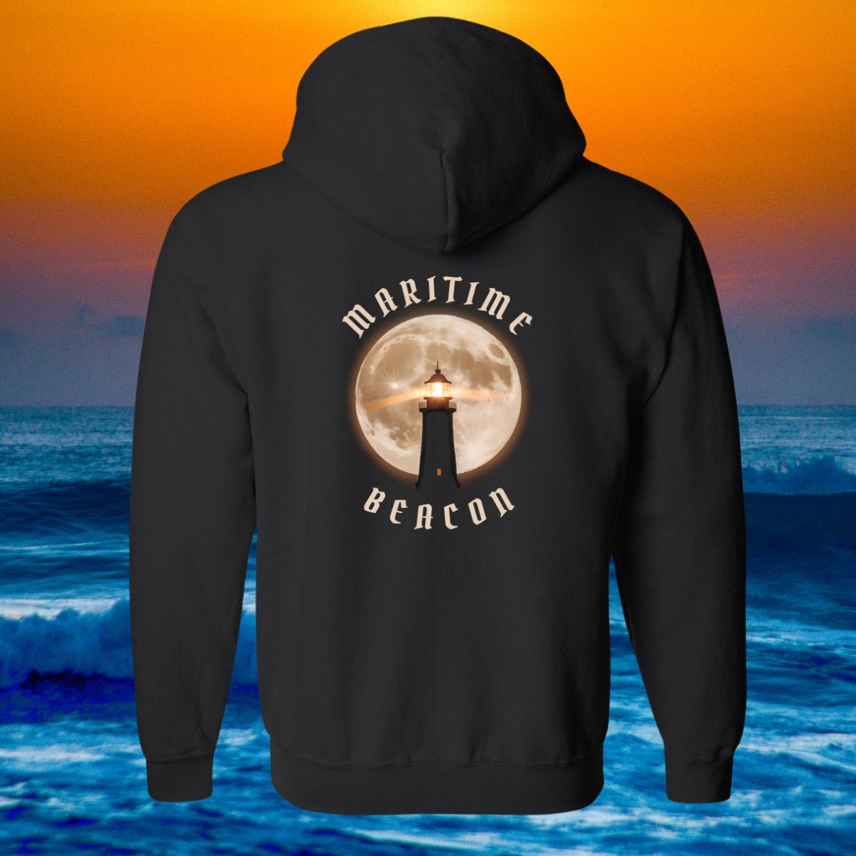 Maritime Beacon Zip Hoodie Front and Back - Unisex