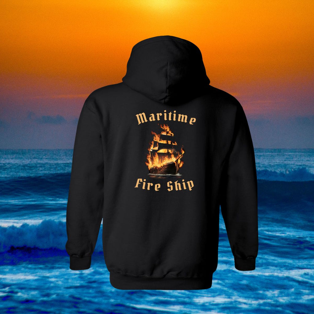 Maritime Fire Ship Hoodie with Zipper - Unisex