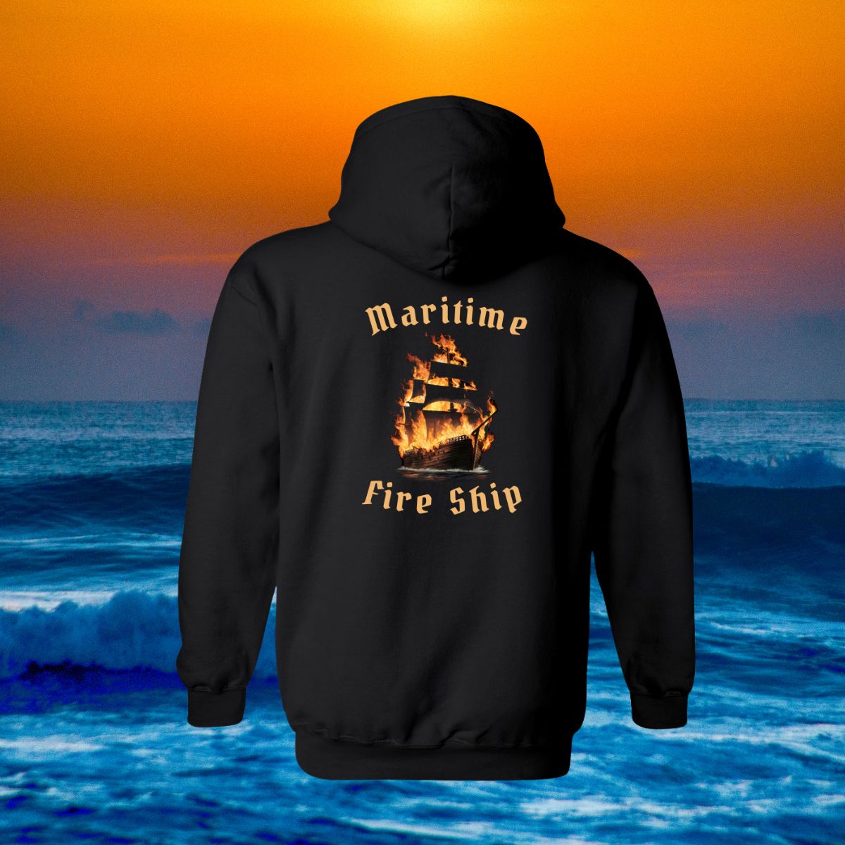 Maritime Fire Ship Hoodie with Zipper