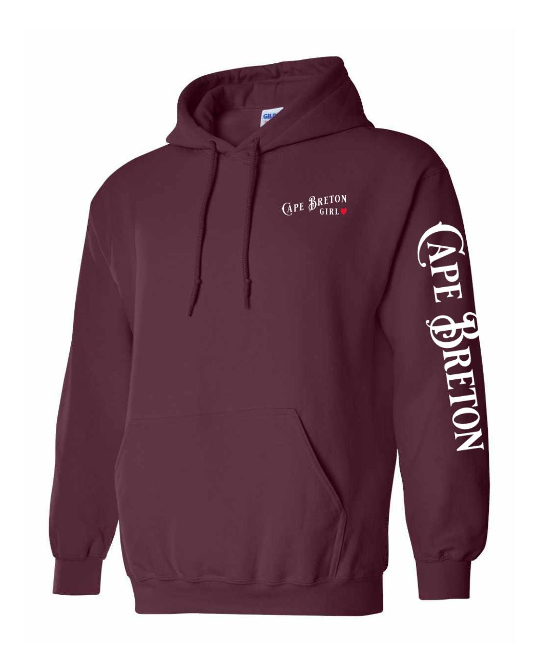 Cape Breton Girl Red Heart Left chest and Sleeve Pullover Hoodie