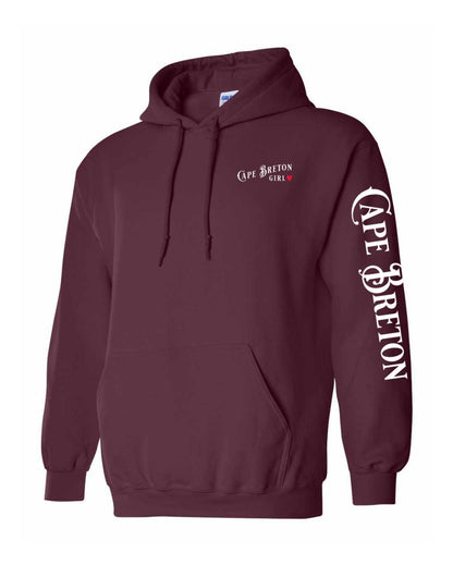 Cape Breton Girl Red Heart Left chest and Sleeve Pullover Hoodie