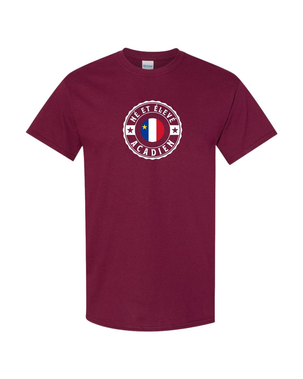 Ne Et Eleve Acadien with Acadian Flag Center Men's Tee
