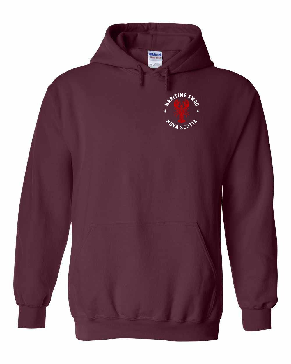 Maritime Swag NS White Lettering Mandala Red Lobster Left Chest Pullover Hoodie - Unisex