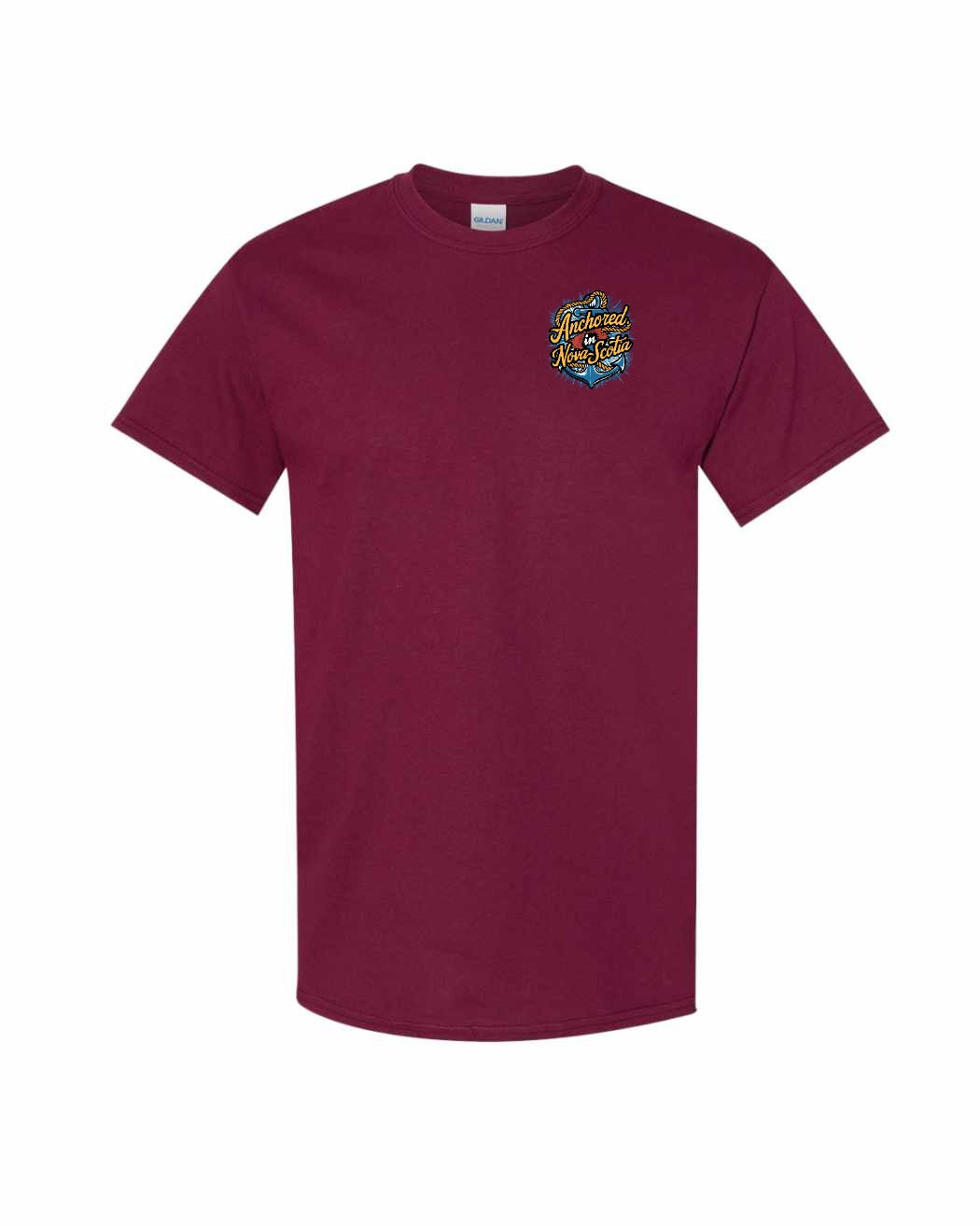 Anchored In Nova Scotia (Old Design) Left Chest and Back mens-tee