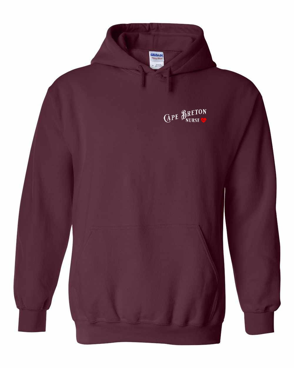Cape Breton Nurse Left Chest and Back Pullover Hoodie