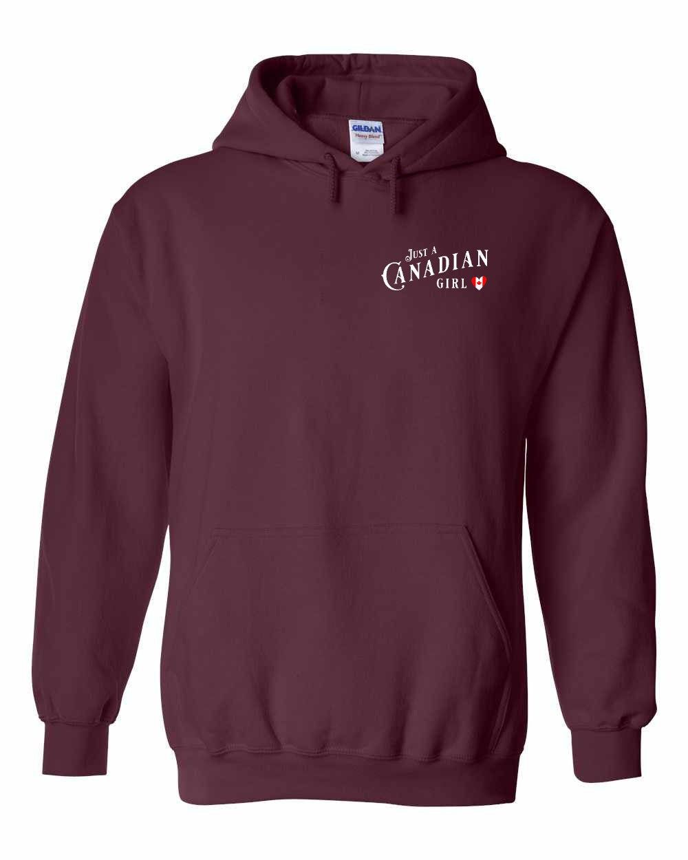 Just A Canadian Girl Left Chest Pullover Hoodie - Gildan Canada (sewn Internationally) - Unisex