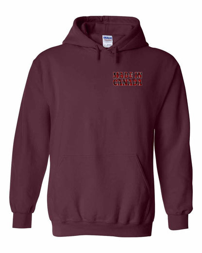 Made in Canada Plaid Background Left Chest and Back Pullover