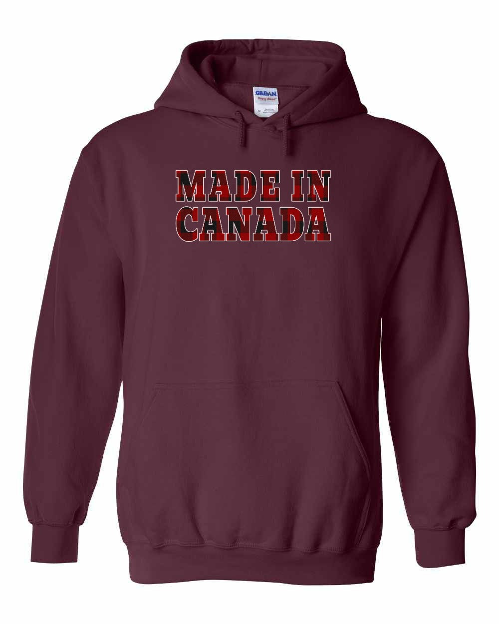 Made in Canada Plaid Background Pullover Hoodie - Gildan Canada (sewn Internationally) - Unisex