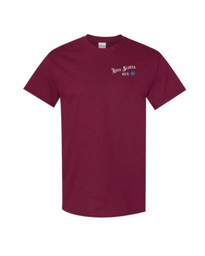 Nova Scotia Guy blue Left Chest and Back mens-tee