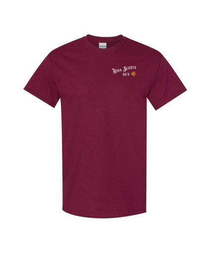 Nova Scotia Guy yellow Left Chest and Back mens-tee