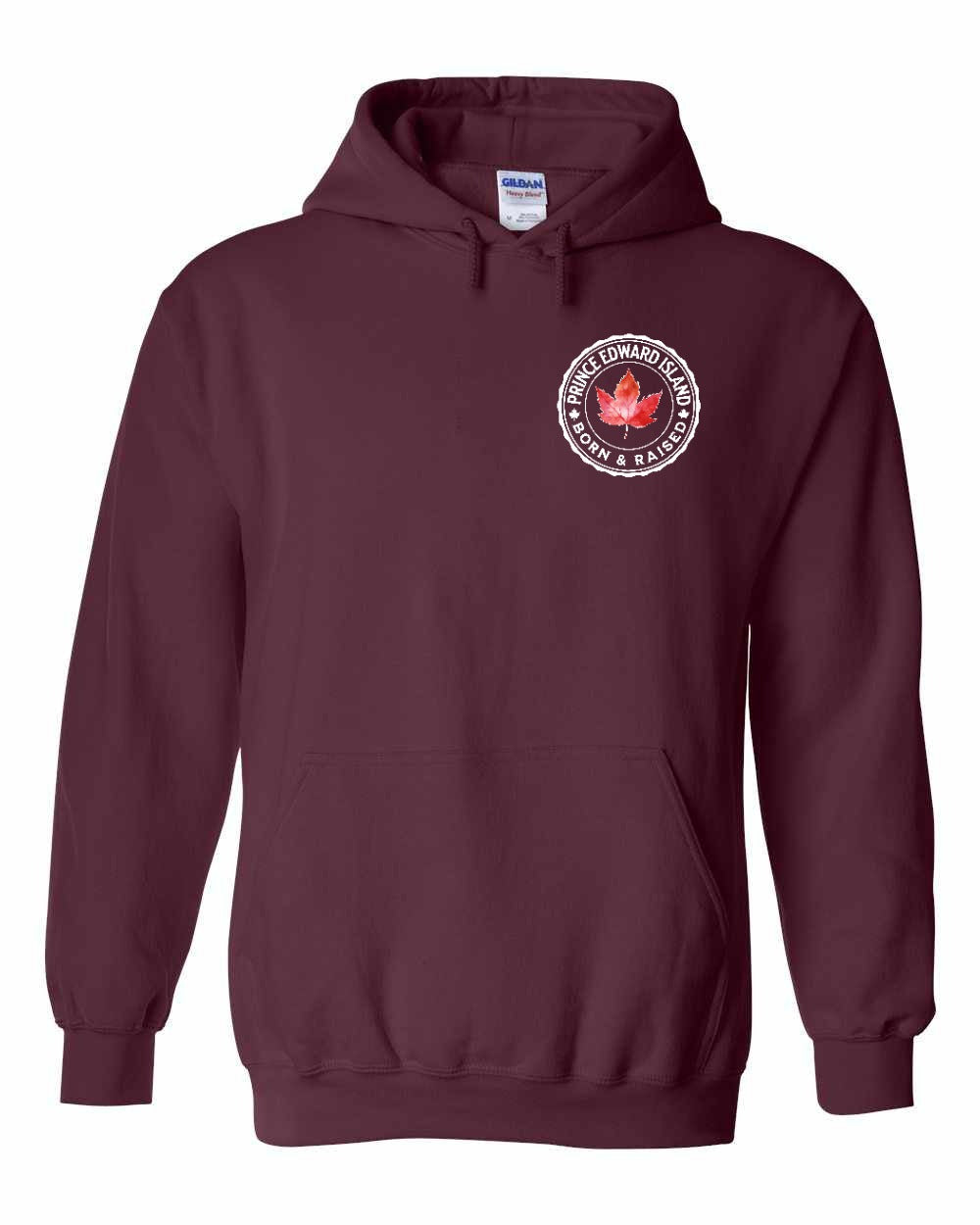 Born and Raised PEI Left Chest and Back Pullover Hoodie - Gildan Canada (sewn Internationally) - Unisex