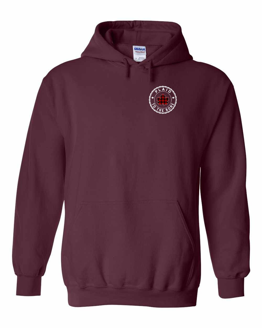 Plaid to the Bone Circle Leaf Left Chest Pullover Hoodie - Gildan Canada (sewn Internationally) - Unisex